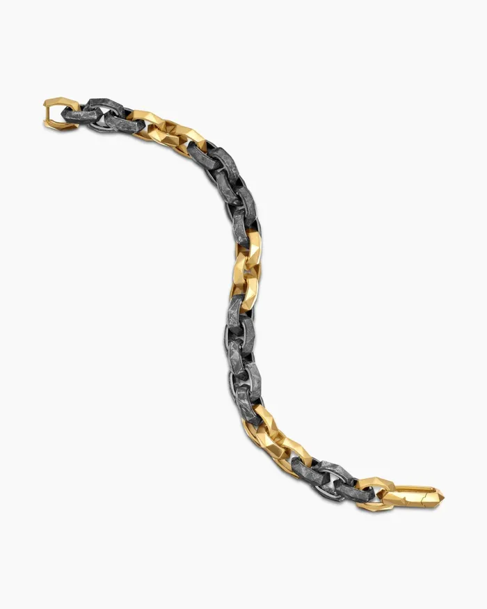 Mens Faceted Link Bracelet In 18K Yellow Gold 116mm Men David Yurman Chain Mens Faceted Link Bracelet In 18K Yellow Gold 116mm Men David Yurman Chain