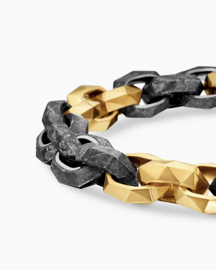 Mens Faceted Link Bracelet In 18K Yellow Gold 116mm Men David Yurman Chain Mens Faceted Link Bracelet In 18K Yellow Gold 116mm Men David Yurman Chain
