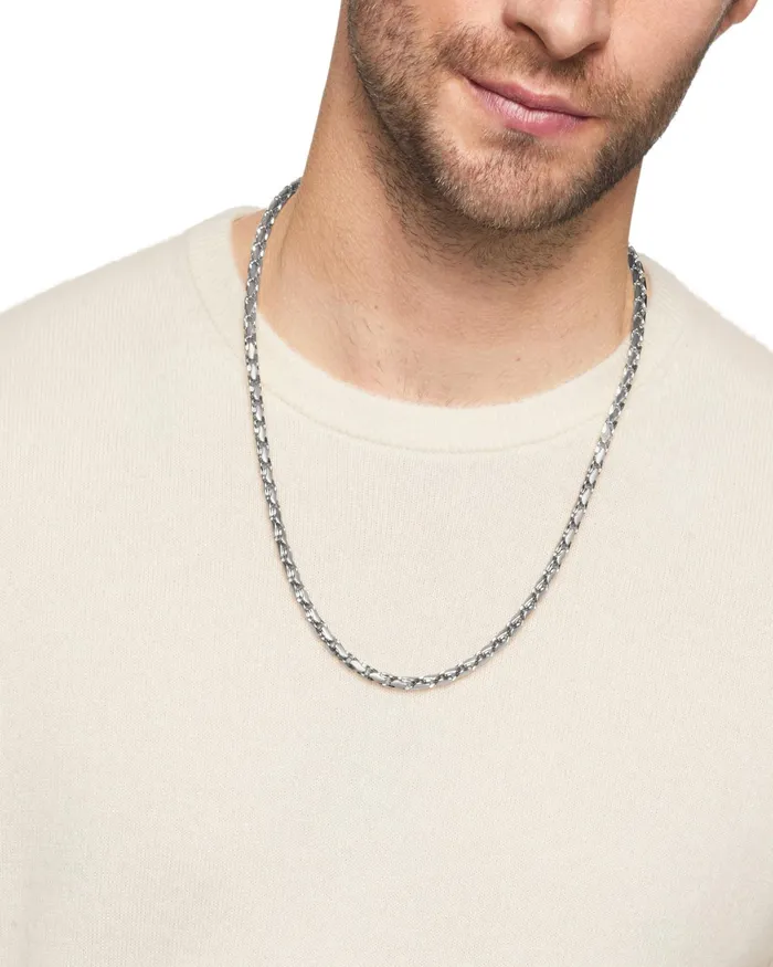 Mens Fluted Chain Necklace In Sterling Silver 5mm Men David Yurman Chains Mens Fluted Chain Necklace In Sterling Silver 5mm Men David Yurman Chains