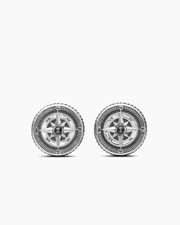Mens Maritime Compass Cufflinks In Sterling Silver With Center Black Diamond 16mm Men David Yurman Cufflinks Mens Maritime Compass Cufflinks In Sterling Silver With Center Black Diamond 16mm Men David Yurman Cufflinks