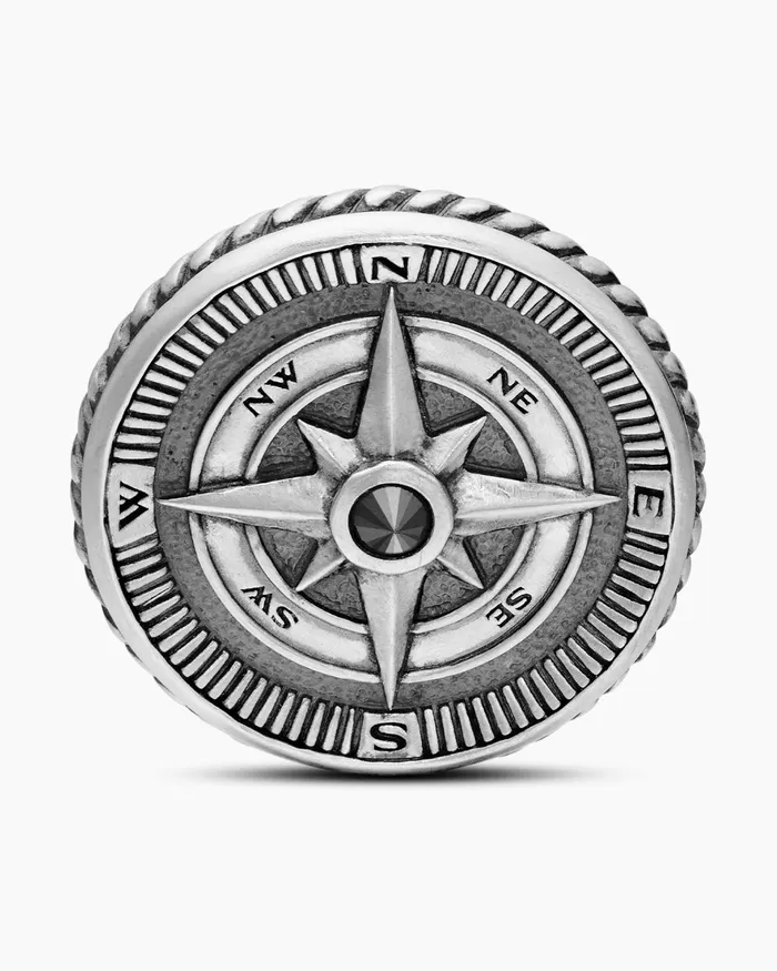 Mens Maritime Compass Cufflinks In Sterling Silver With Center Black Diamond 16mm Men David Yurman Cufflinks Mens Maritime Compass Cufflinks In Sterling Silver With Center Black Diamond 16mm Men David Yurman Cufflinks
