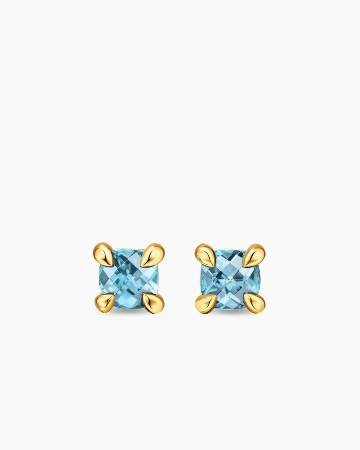 Micro Chatelaine Stud Earrings In 18K Yellow Gold With Aquamarine 48mm Women David Yurman Stud Micro Chatelaine Stud Earrings In 18K Yellow Gold With Aquamarine 48mm Women David Yurman Stud