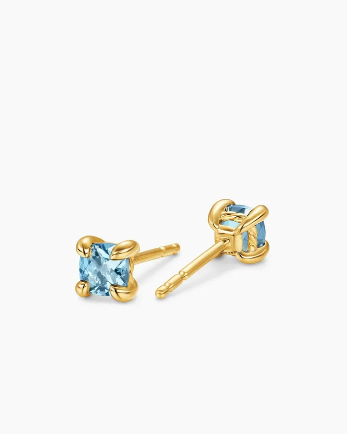 Micro Chatelaine Stud Earrings In 18K Yellow Gold With Aquamarine 48mm Women David Yurman Stud Micro Chatelaine Stud Earrings In 18K Yellow Gold With Aquamarine 48mm Women David Yurman Stud