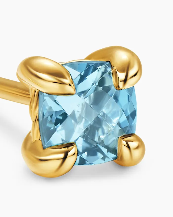 Micro Chatelaine Stud Earrings In 18K Yellow Gold With Aquamarine 48mm Women David Yurman Stud Micro Chatelaine Stud Earrings In 18K Yellow Gold With Aquamarine 48mm Women David Yurman Stud