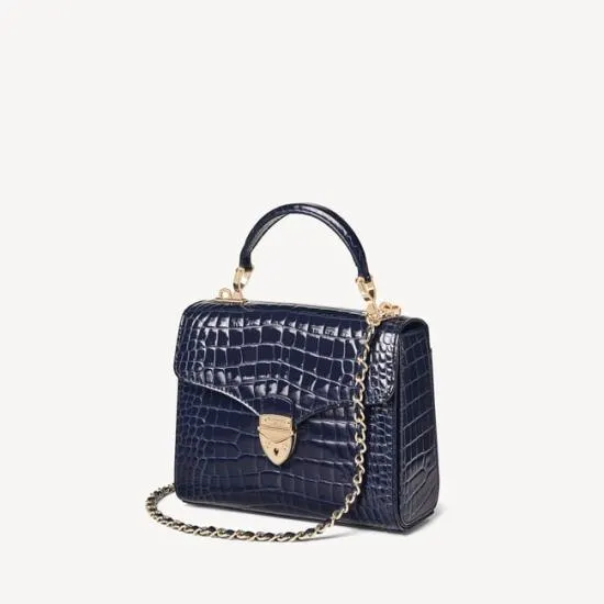 Midi Mayfair Bag Midnight Blue Patent Croc Women Aspinal Of London Shoulder