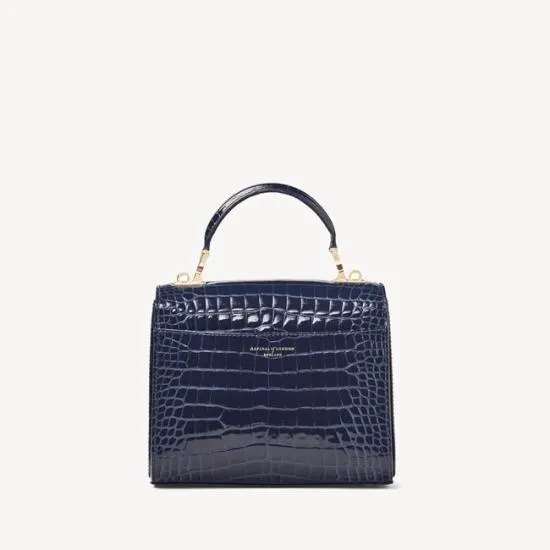 Midi Mayfair Bag Midnight Blue Patent Croc Women Aspinal Of London Shoulder