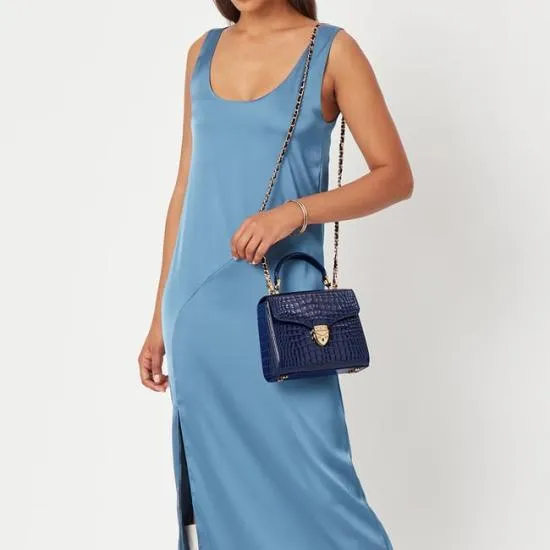 Midi Mayfair Bag Midnight Blue Patent Croc Women Aspinal Of London Shoulder