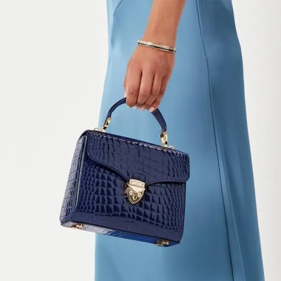 Midi Mayfair Bag Midnight Blue Patent Croc Women Aspinal Of London Shoulder