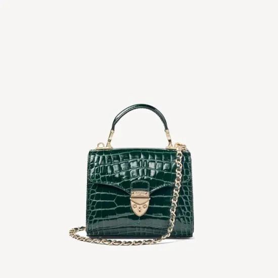 Mini Mayfair Bag Evergreen Patent Croc Women Aspinal Of London Shoulder