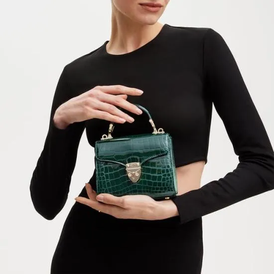 Mini Mayfair Bag Evergreen Patent Croc Women Aspinal Of London Shoulder