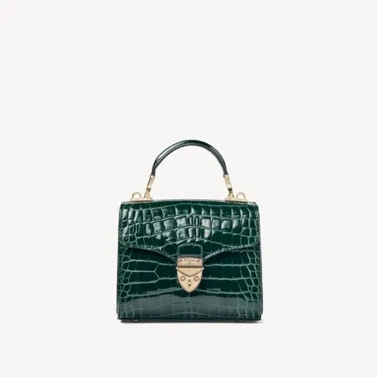 Mini Mayfair Bag Evergreen Patent Croc Women Aspinal Of London Shoulder