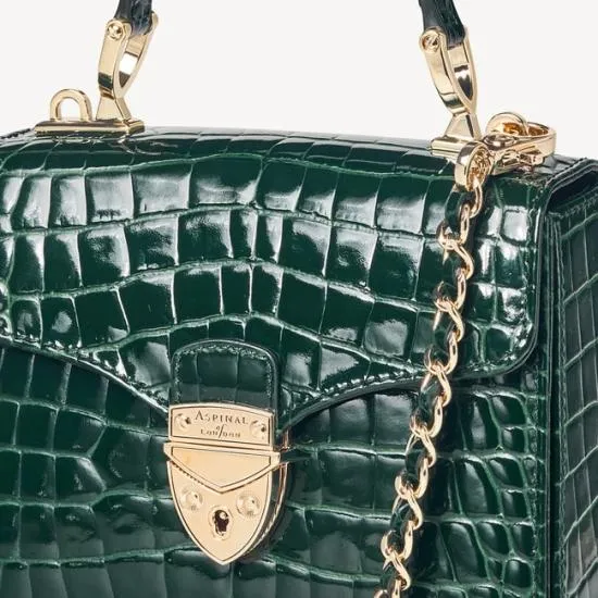 Mini Mayfair Bag Evergreen Patent Croc Women Aspinal Of London Shoulder