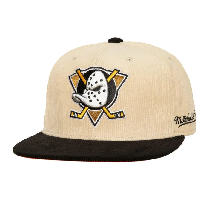 Mitchell and Ness 2 Tone Team Cord Fitted Anaheim Ducks Men Hats and Headwear Mitchell and Ness 2 Tone Team Cord Fitted Anaheim Ducks Men Hats and Headwear