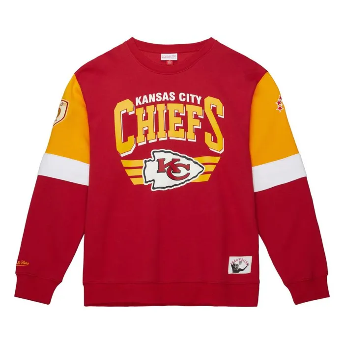 Mitchell and Ness All Over Crew 30 Kansas City Chiefs Men Hoodies and Sweatshirts Mitchell and Ness All Over Crew 30 Kansas City Chiefs Men Hoodies and Sweatshirts