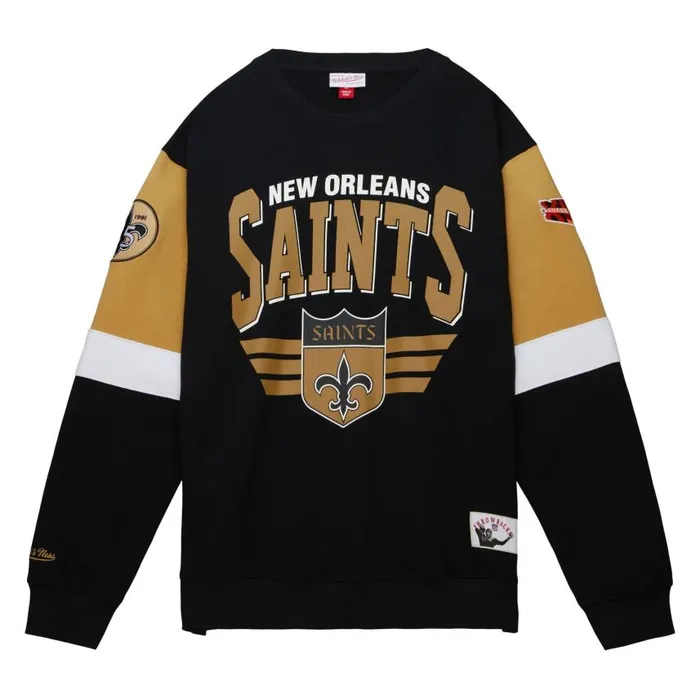 Mitchell and Ness All Over Crew 30 New Orleans Saints Men Hoodies and Sweatshirts Mitchell and Ness All Over Crew 30 New Orleans Saints Men Hoodies and Sweatshirts
