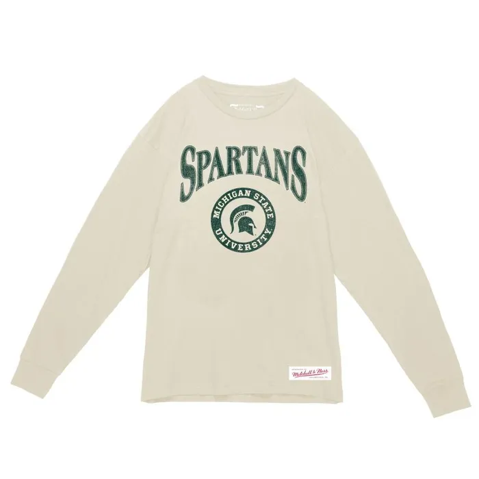 Mitchell and Ness Arched Logo Lockup Slub LS Tee Michigan State University Men TShirts and Tops Mitchell and Ness Arched Logo Lockup Slub LS Tee Michigan State University Men TShirts and Tops