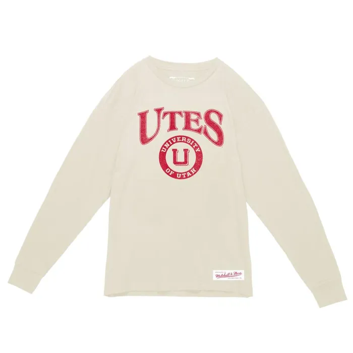 Mitchell and Ness Arched Logo Lockup Slub LS Tee University Of Utah Men TShirts and Tops Mitchell and Ness Arched Logo Lockup Slub LS Tee University Of Utah Men TShirts and Tops