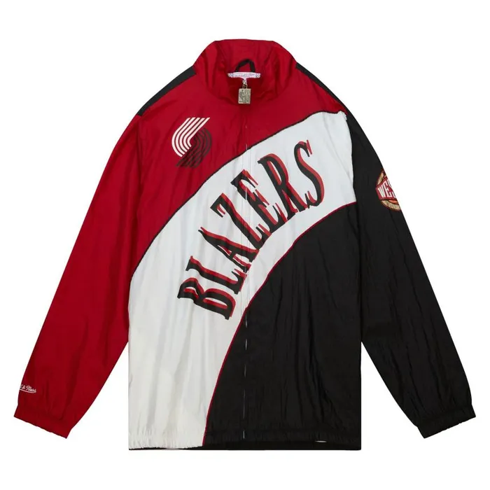 Mitchell and Ness Arched Retro Lined Windbreaker Portland Trail Blazers Men Jackets and Outerwear Mitchell and Ness Arched Retro Lined Windbreaker Portland Trail Blazers Men Jackets and Outerwear