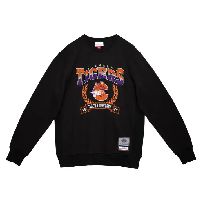 Mitchell and Ness Baseline Crew Clemson University Men Hoodies and Sweatshirts Mitchell and Ness Baseline Crew Clemson University Men Hoodies and Sweatshirts
