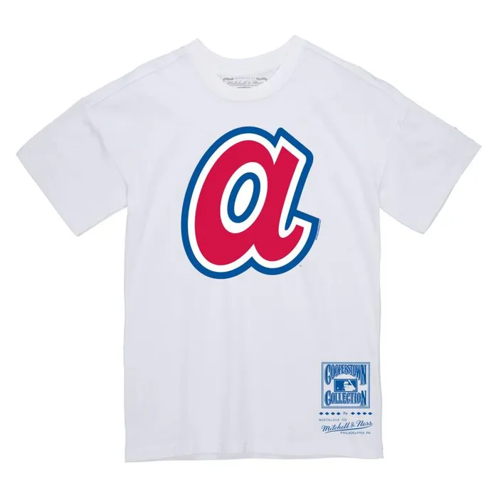 Mitchell and Ness Basic Logo 2 Tee Atlanta Braves Men TShirts and Tops