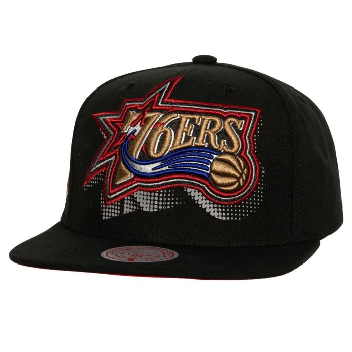 Mitchell and Ness Big Face 70 Snapback HWC Philadelphia 76ers Men Hats and Headwear Mitchell and Ness Big Face 70 Snapback HWC Philadelphia 76ers Men Hats and Headwear