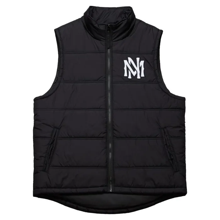 Mitchell and Ness Branded In The Clutch Puffer Vest Vintage Logo Men Jackets and Outerwear Mitchell and Ness Branded In The Clutch Puffer Vest Vintage Logo Men Jackets and Outerwear