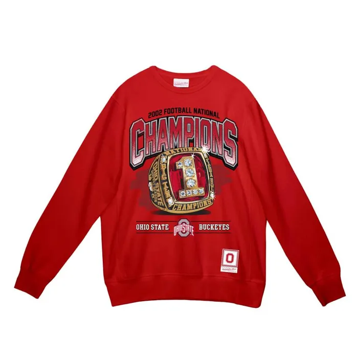 Mitchell and Ness Buckeye Ring Crew Ohio State Men Hoodies and Sweatshirts