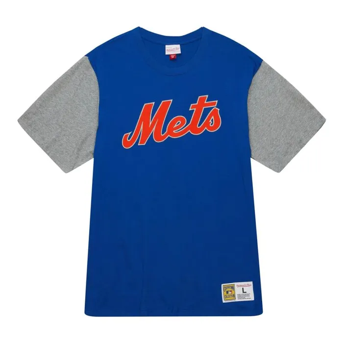 Mitchell and Ness Color Blocked SS Tee New York Mets Men TShirts and Tops