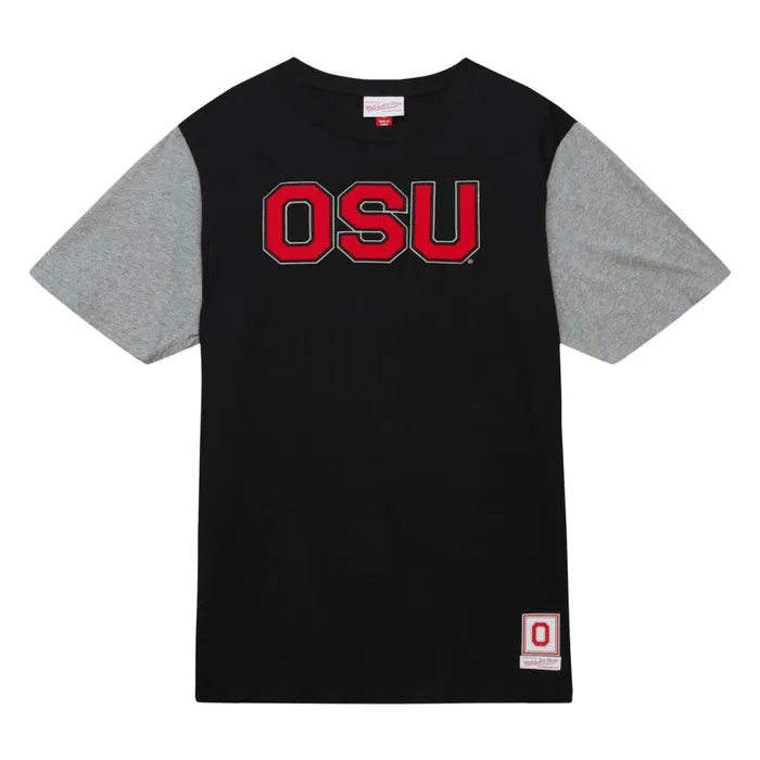 Mitchell and Ness Color Blocked SS Tee Ohio State Men TShirts and Tops