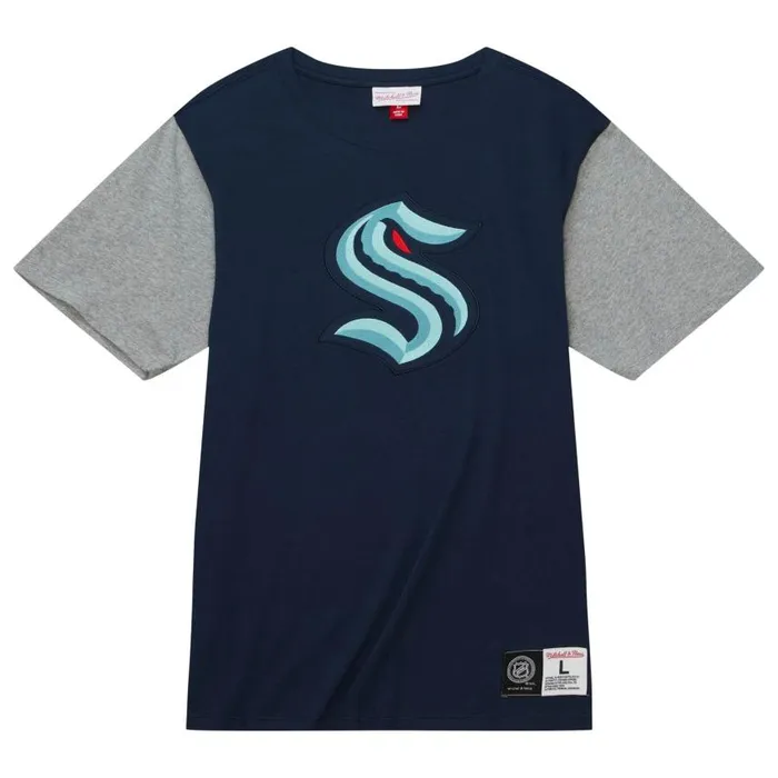 Mitchell and Ness Color Blocked SS Tee Seattle Kraken Men TShirts and Tops