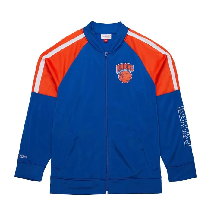 Mitchell and Ness Color Blocked Track Jacket Vintage Logo New York Knicks Men Jackets and Outerwear Mitchell and Ness Color Blocked Track Jacket Vintage Logo New York Knicks Men Jackets and Outerwear
