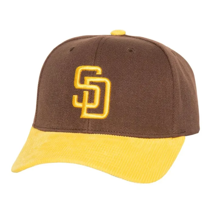 Mitchell and Ness Cord Pro Snapback San Diego Padres Men Hats and Headwear
