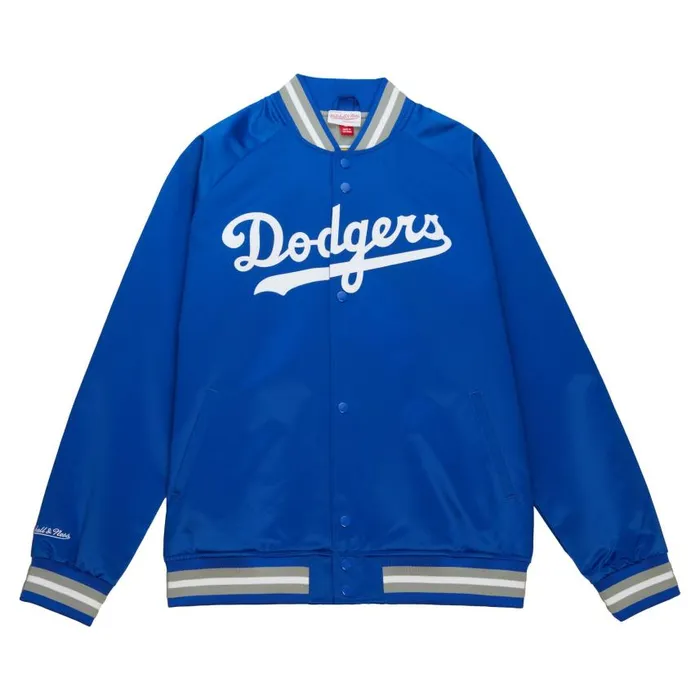 Mitchell and Ness Double Clutch Lightweight Satin Jacket Los Angeles Dodgers Men Jackets and Outerwear Mitchell and Ness Double Clutch Lightweight Satin Jacket Los Angeles Dodgers Men Jackets and Outerwear