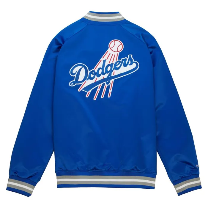 Mitchell and Ness Double Clutch Lightweight Satin Jacket Los Angeles Dodgers Men Jackets and Outerwear Mitchell and Ness Double Clutch Lightweight Satin Jacket Los Angeles Dodgers Men Jackets and Outerwear