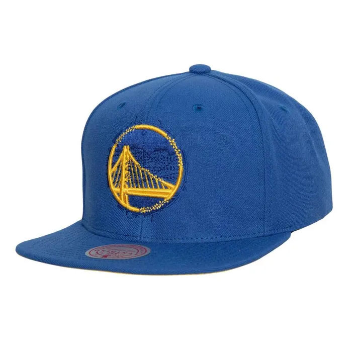 Mitchell and Ness Embroidery Glitch Snapback Golden State Warriors Men Hats and Headwear Mitchell and Ness Embroidery Glitch Snapback Golden State Warriors Men Hats and Headwear