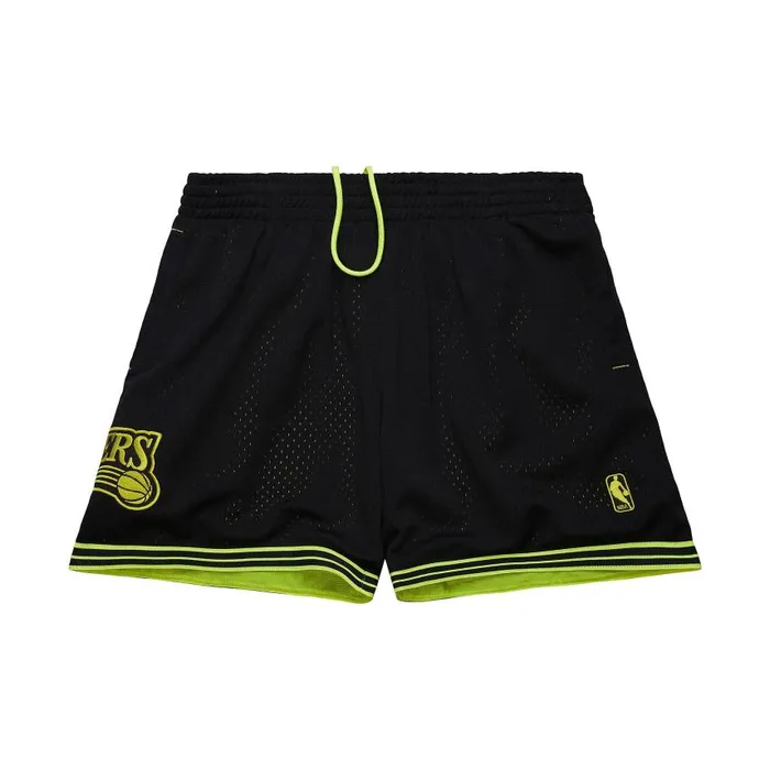 Mitchell and Ness Fashion Neon Mesh Shorts Vintage Logo Philadelphia 76ers Men Shorts Mitchell and Ness Fashion Neon Mesh Shorts Vintage Logo Philadelphia 76ers Men Shorts