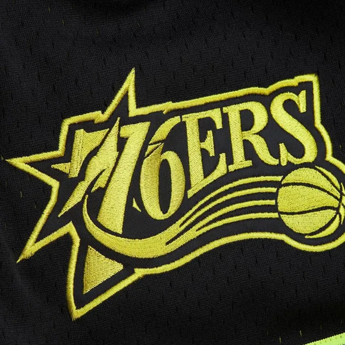 Mitchell and Ness Fashion Neon Mesh Shorts Vintage Logo Philadelphia 76ers Men Shorts Mitchell and Ness Fashion Neon Mesh Shorts Vintage Logo Philadelphia 76ers Men Shorts