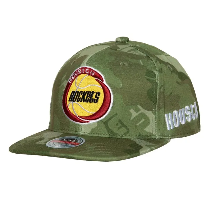 Mitchell and Ness Ghost Camo Stretch Fitted HWC Houston Rockets Men Hats and Headwear Mitchell and Ness Ghost Camo Stretch Fitted HWC Houston Rockets Men Hats and Headwear
