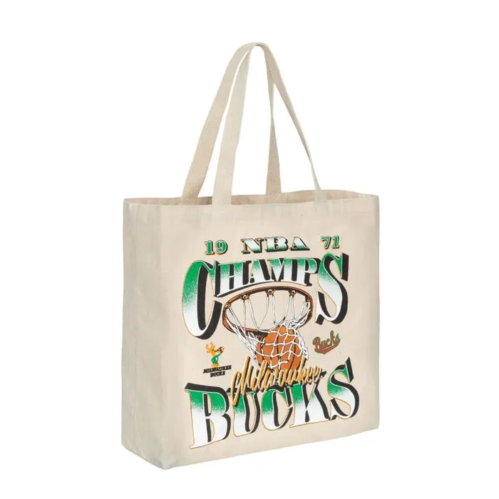 Mitchell and Ness Graphic Tote Bag 20 Milwaukee Bucks Men Bags and Backpacks