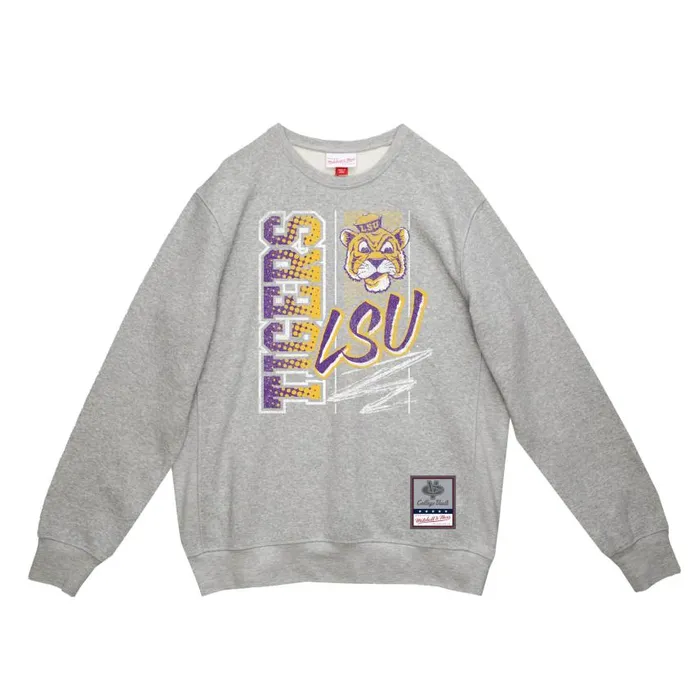 Mitchell and Ness Halftime Script Crew Louisiana State University Men Hoodies and Sweatshirts Mitchell and Ness Halftime Script Crew Louisiana State University Men Hoodies and Sweatshirts