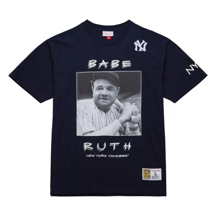 Mitchell and Ness Heavyweight Premium Player Tee Vintage Logo New York Yankees Babe Ruth Men TShirts and Tops Mitchell and Ness Heavyweight Premium Player Tee Vintage Logo New York Yankees Babe Ruth Men TShirts and Tops