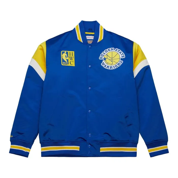 Mitchell and Ness Heavyweight Satin Jacket Golden State Warriors Men Jackets and Outerwear Mitchell and Ness Heavyweight Satin Jacket Golden State Warriors Men Jackets and Outerwear