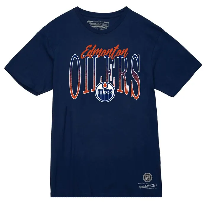 Mitchell and Ness Hip Check Tee Edmonton Oilers Men TShirts and Tops