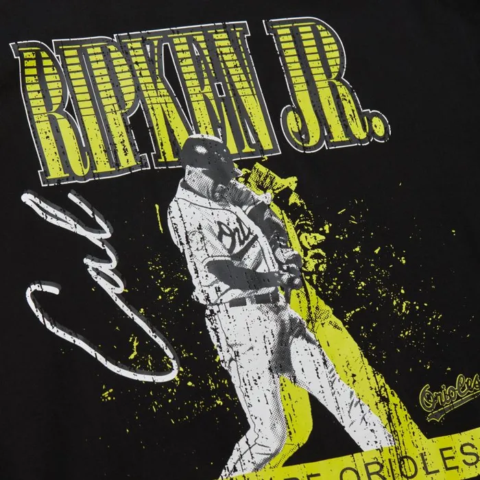 Mitchell and Ness HW Neon Pop Player SS Tee Vintage Logo Baltimore Orioles Cal Ripken Jr Men TShirts and Tops Mitchell and Ness HW Neon Pop Player SS Tee Vintage Logo Baltimore Orioles Cal Ripken Jr Men TShirts and Tops
