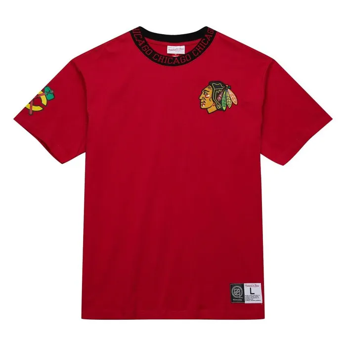Mitchell and Ness Jacquard Ringer SS Tee Current Logo Chicago Blackhawks Men TShirts and Tops Mitchell and Ness Jacquard Ringer SS Tee Current Logo Chicago Blackhawks Men TShirts and Tops