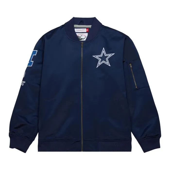 Mitchell and Ness Lightweight Satin Bomber Vintage Logo Dallas Cowboys Men Jackets and Outerwear Mitchell and Ness Lightweight Satin Bomber Vintage Logo Dallas Cowboys Men Jackets and Outerwear