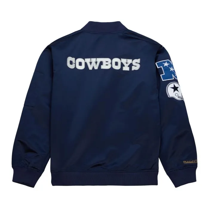 Mitchell and Ness Lightweight Satin Bomber Vintage Logo Dallas Cowboys Men Jackets and Outerwear Mitchell and Ness Lightweight Satin Bomber Vintage Logo Dallas Cowboys Men Jackets and Outerwear