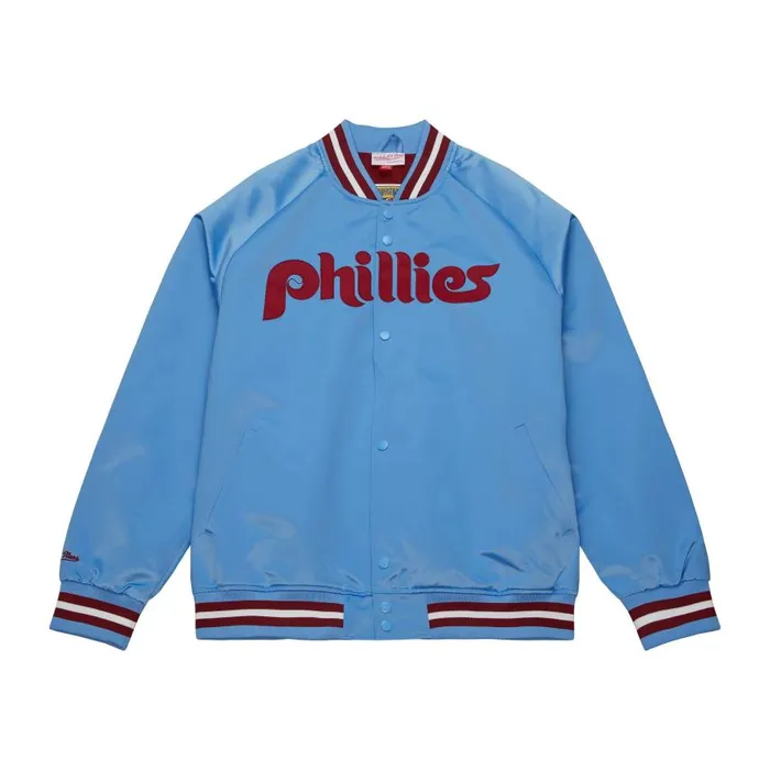 Mitchell and Ness Lightweight Satin Jacket Philadelphia Phillies Men Jackets and Outerwear Mitchell and Ness Lightweight Satin Jacket Philadelphia Phillies Men Jackets and Outerwear