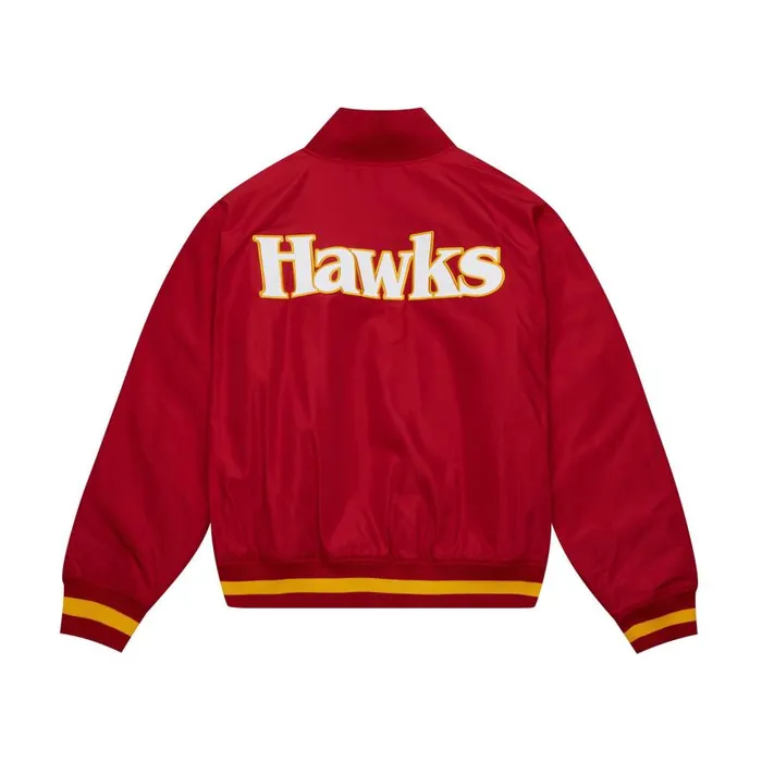 Mitchell and Ness MandN X Melody Ehsani Satin Jacket Atlanta Hawks Women Jackets and Outerwear Mitchell and Ness MandN X Melody Ehsani Satin Jacket Atlanta Hawks Women Jackets and Outerwear