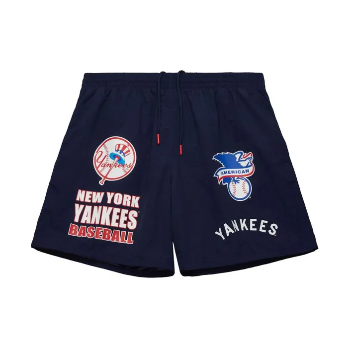 Mitchell and Ness Multi Hit Nylon Shorts Vintage Logo New York Yankees Men Shorts Mitchell and Ness Multi Hit Nylon Shorts Vintage Logo New York Yankees Men Shorts